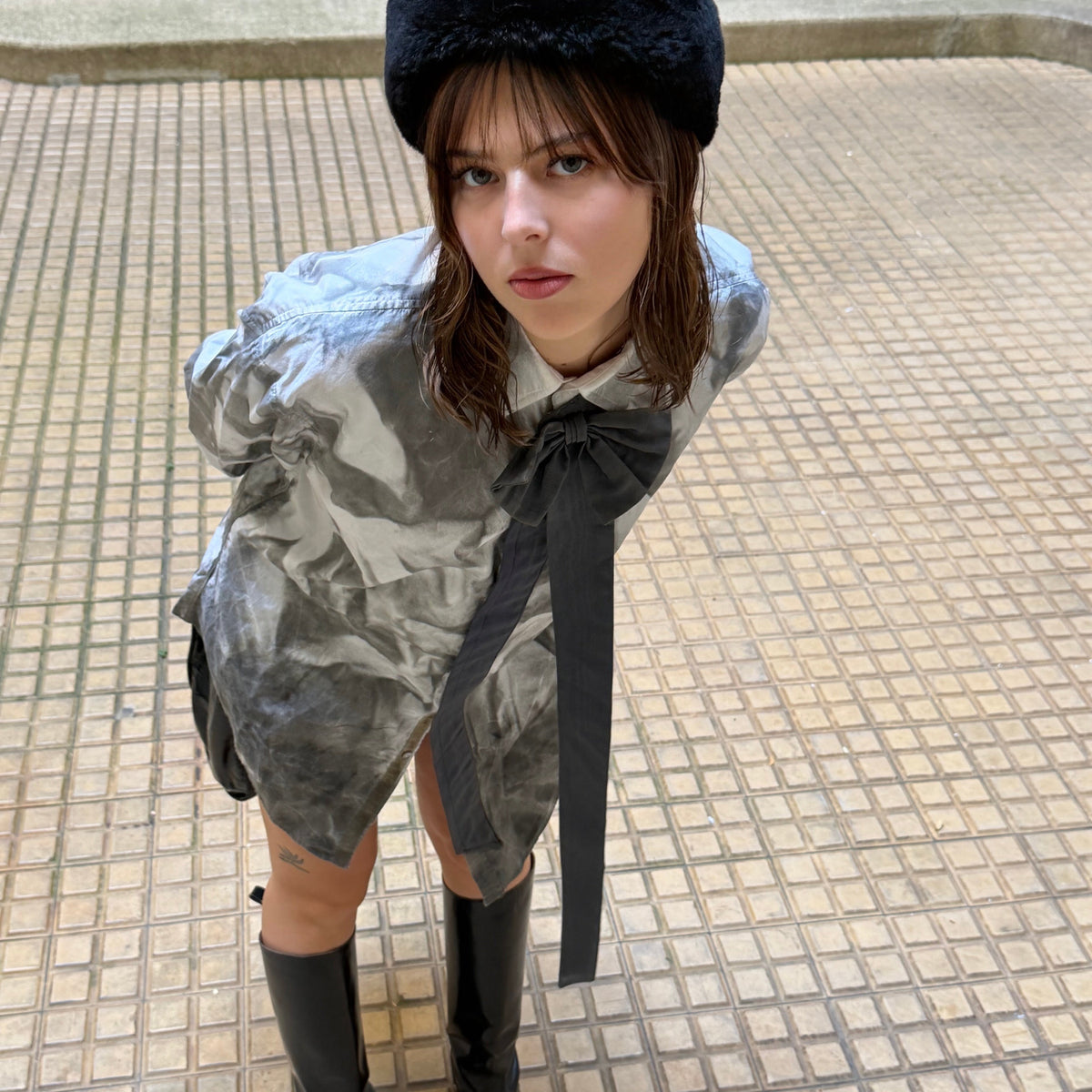 Chemise nœud création upcyclée